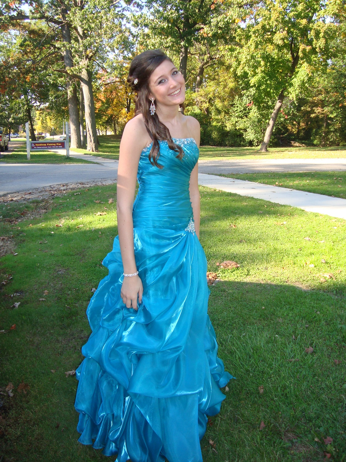 Classy Strapless Blue Organza Pleated Beaded Mermaid Party Dress Long Wedding Guest Dress SP1181