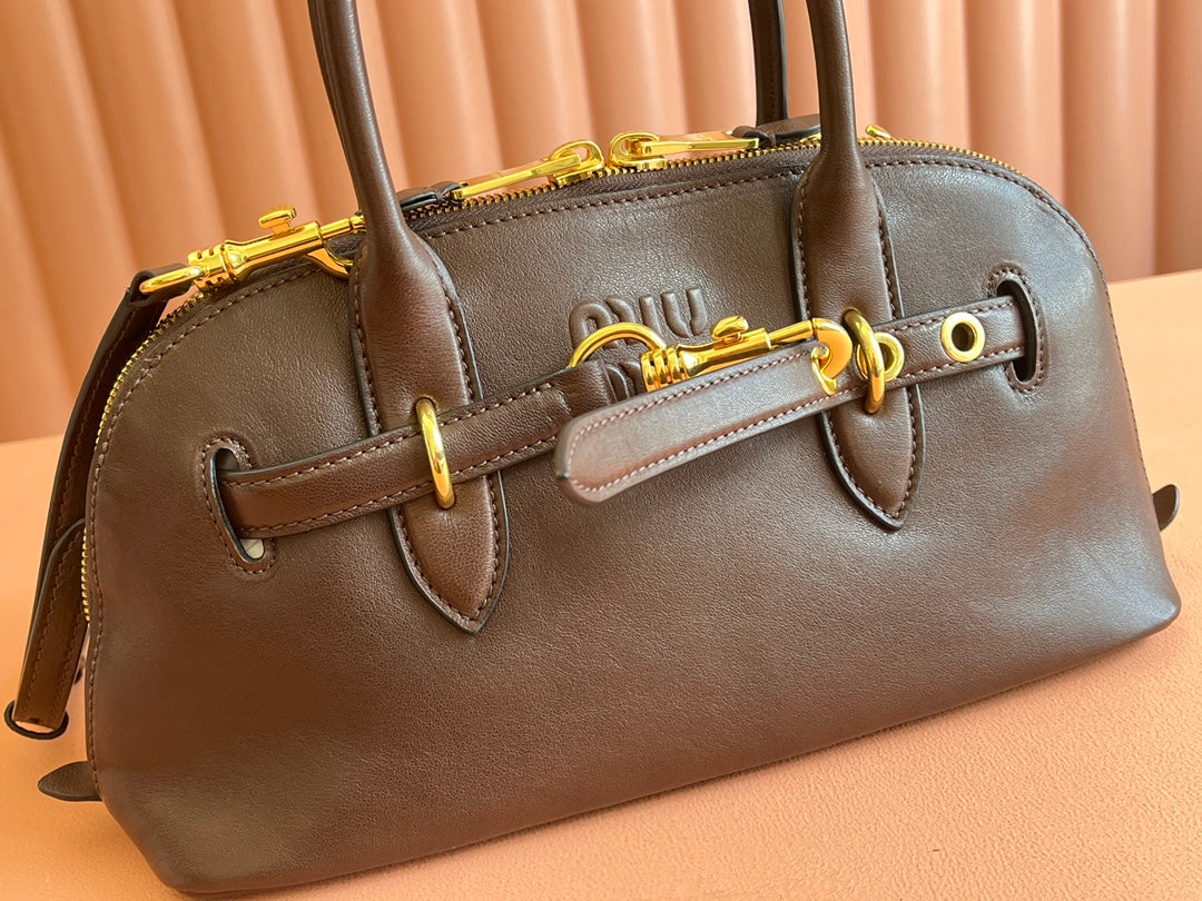 Briarwood Aventure Nappa Leather Top-handle Bag 33cm Chocolate 231061