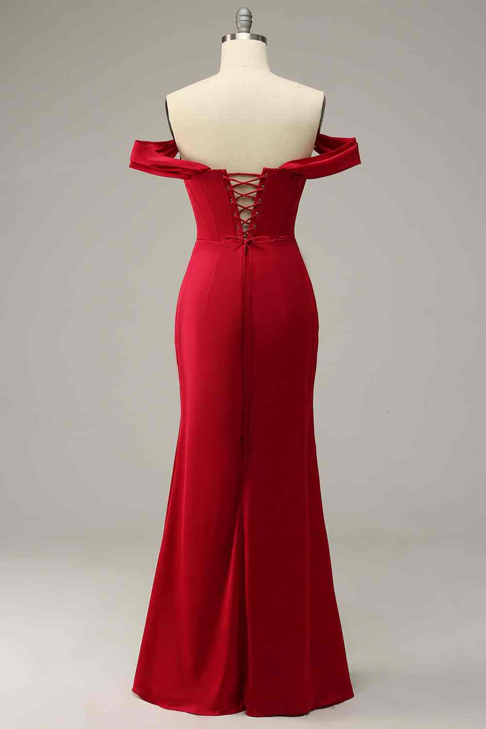Off-Shoulder Satin Ruched Empire Party Prom Dress