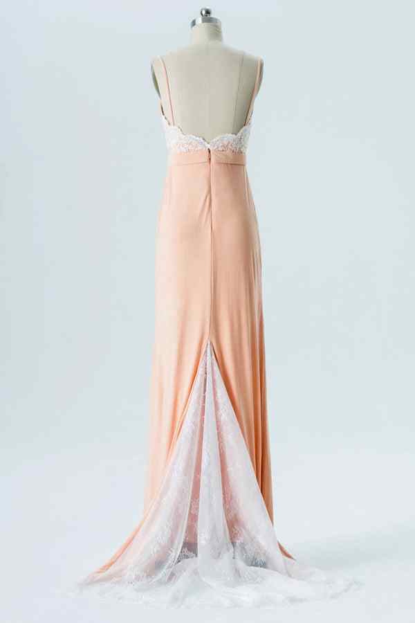 Blushing Pink Mermaid Lace Sweetheart Satin Long Bridesmaid Dress