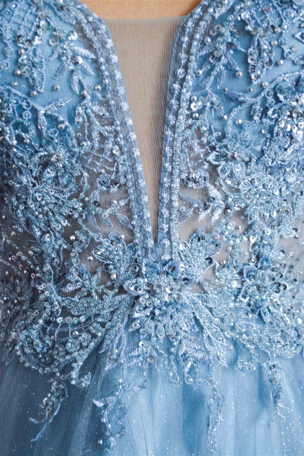 Sparkly A-Line Spaghetti Straps Appliques Party Prom Dress