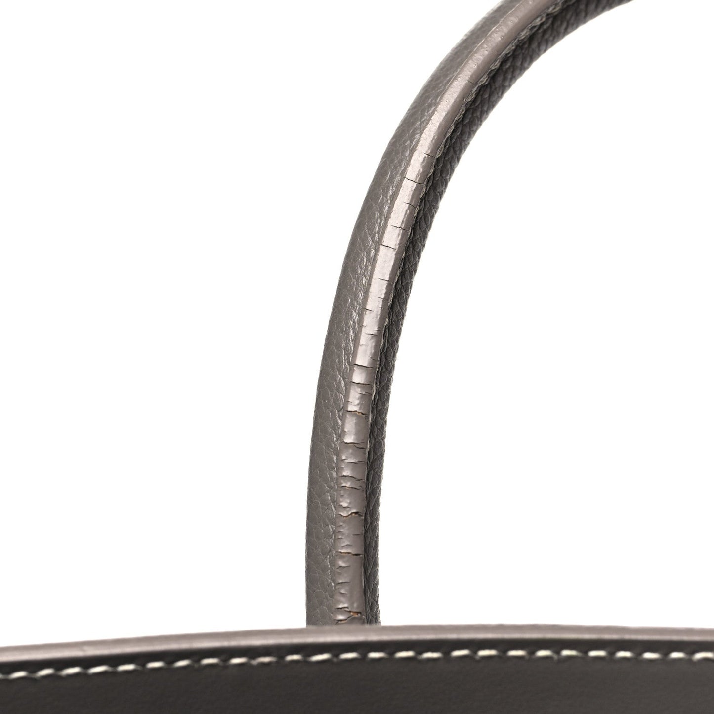 Grained Calfskin Topstitch Baby Sac De Jour Fog