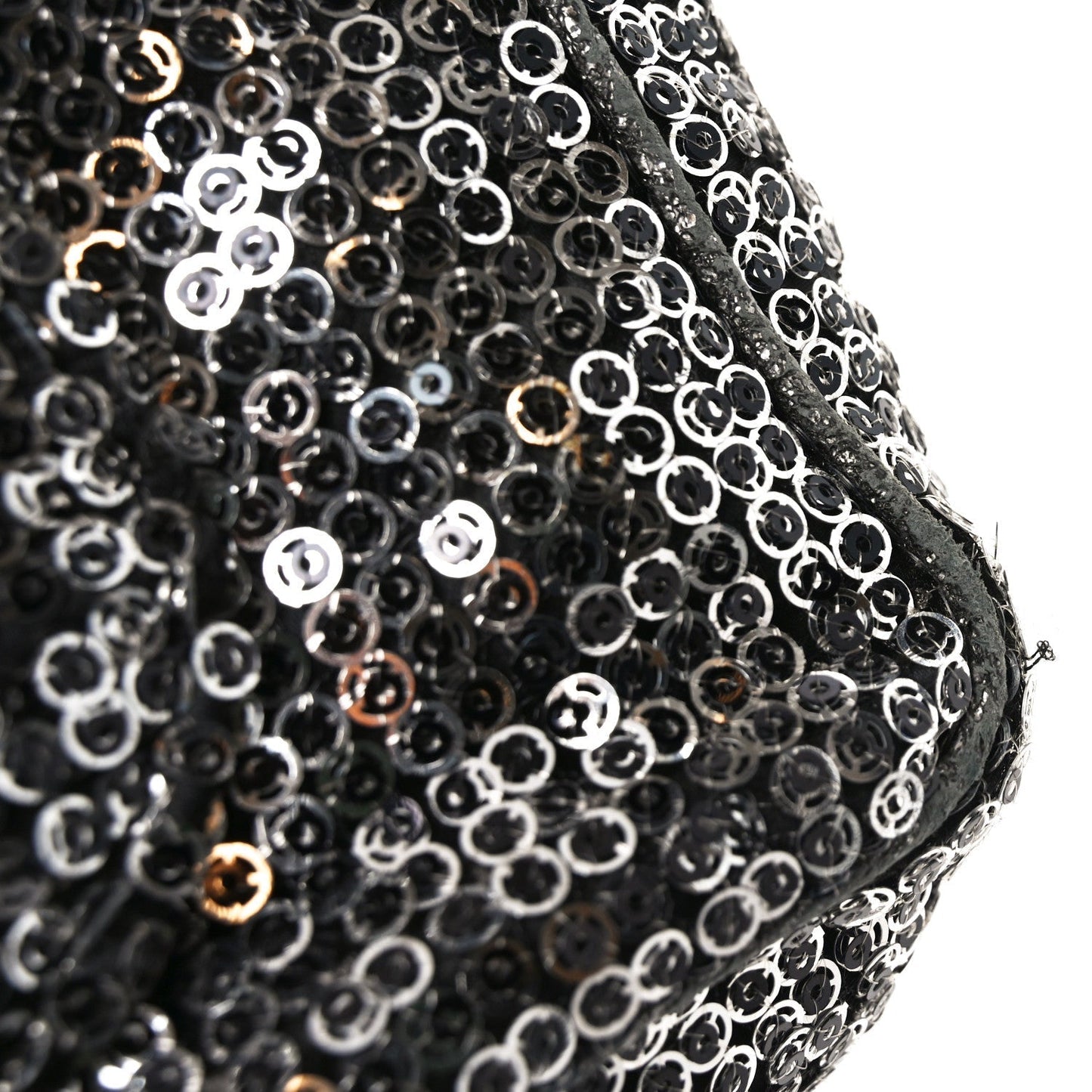 Sequin Medium Single Flap Dark Silver