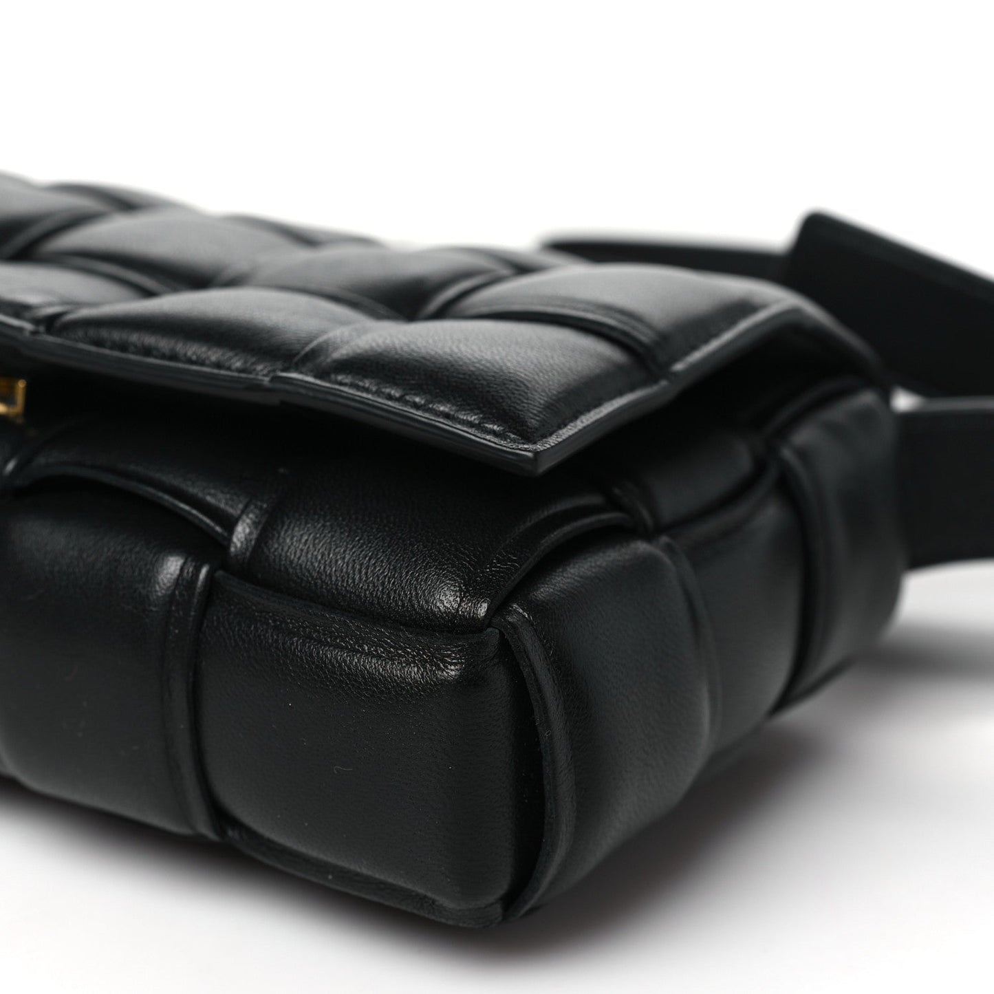 Nappa Maxi Intreccio Small Padded Cassette Crossbody Bag Black