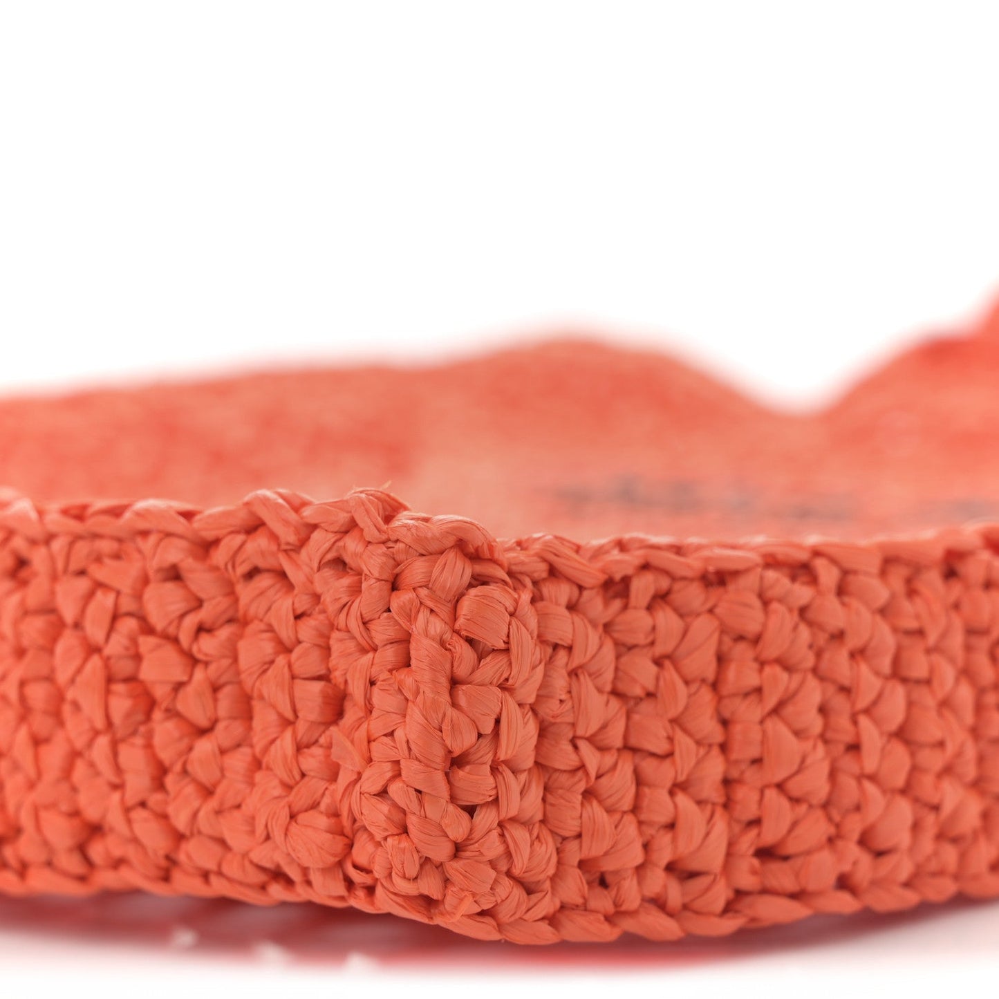 Yarn Raffia Effect Crochet Logo Embroidered Tote Bag Arancio
