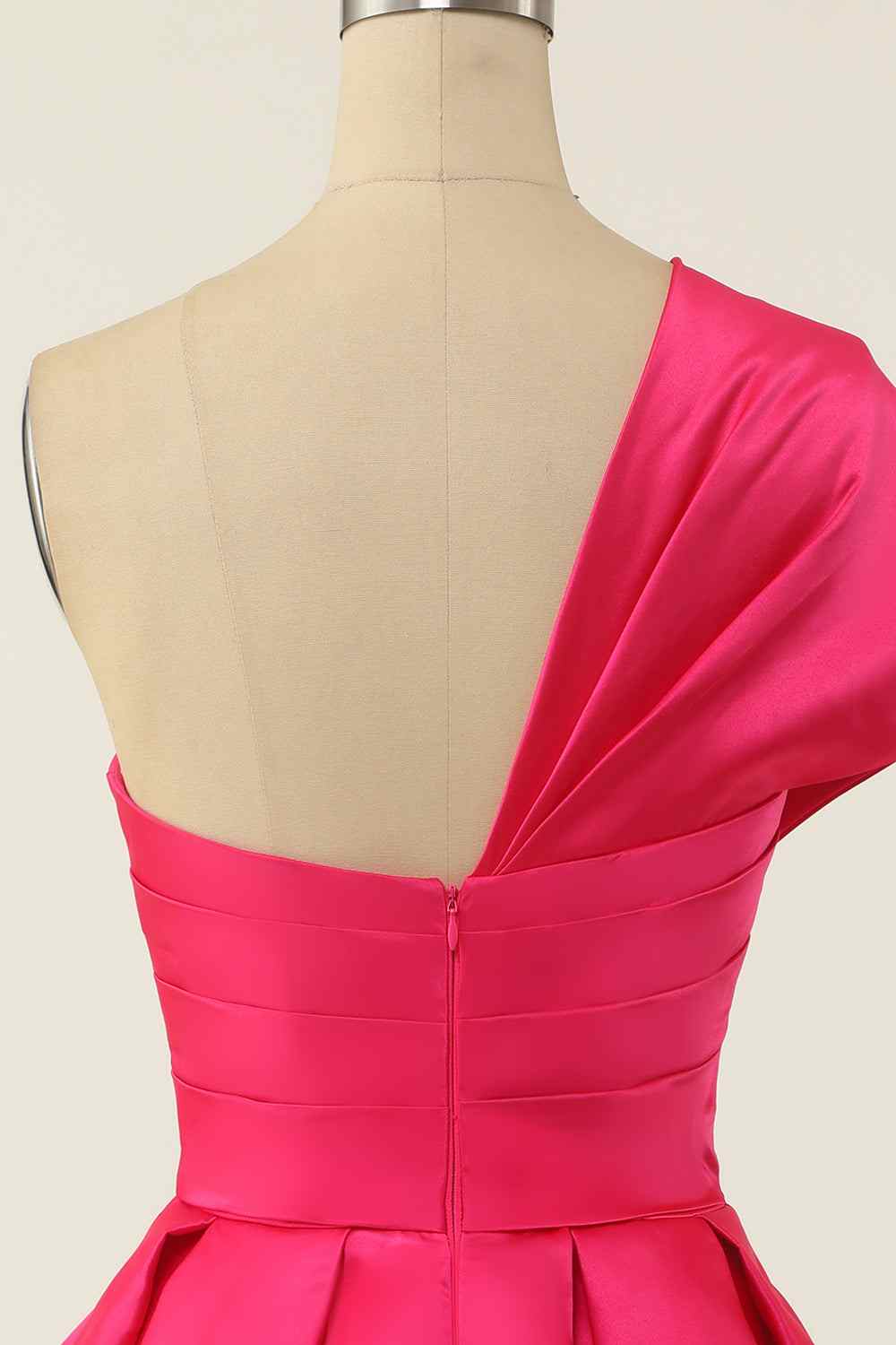 Rose Red A-line Asymmetrical Pleated Mini Homecoming Dress