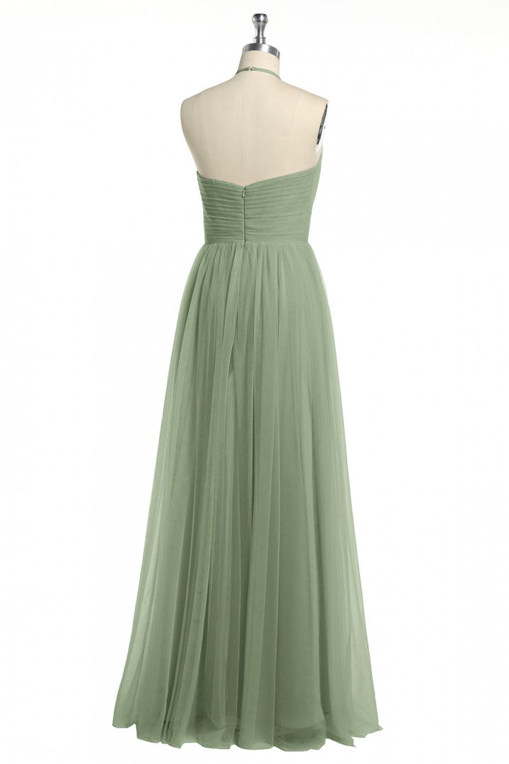 High Neck Backless A-Line Empire Tulle Prom Party Dress
