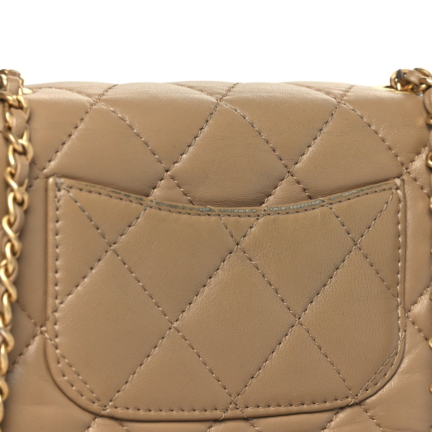 Lambskin Quilted Mini Heart Charms Flap Beige