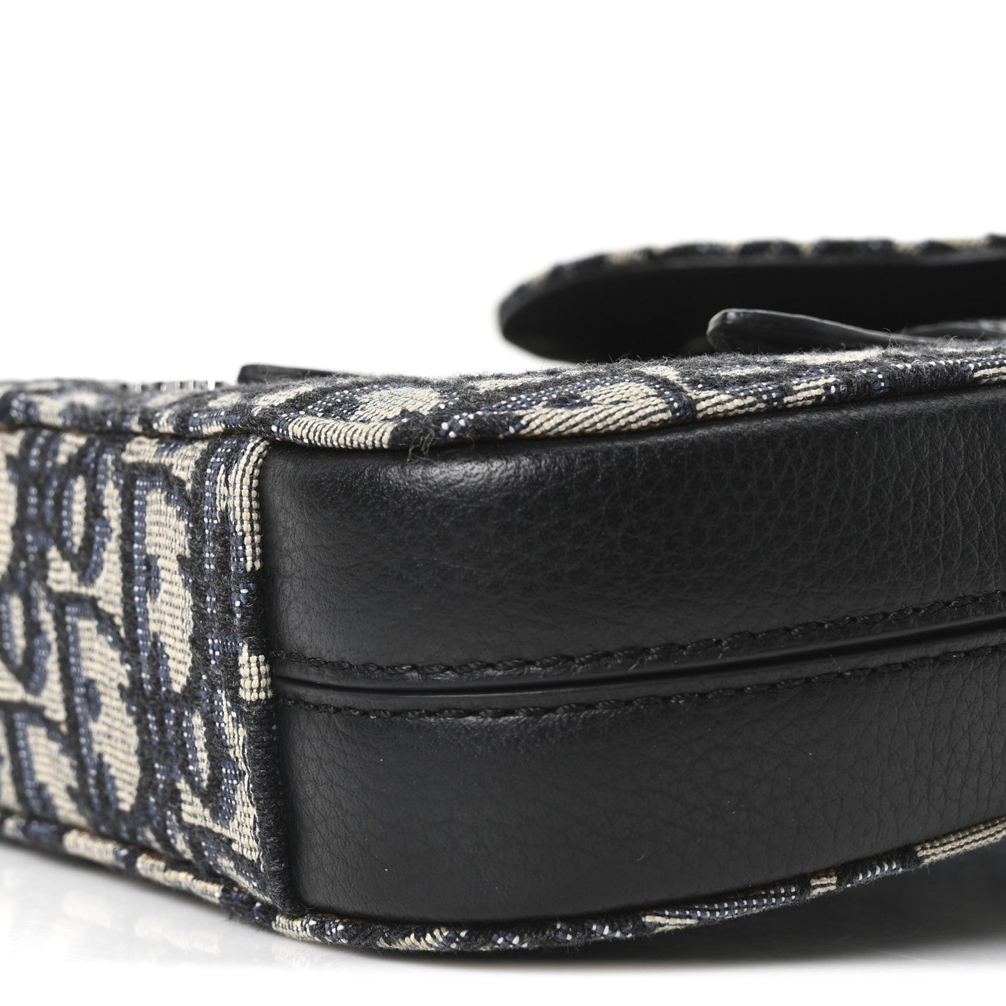 Grained Calfskin Oblique Saddle Vertical Messenger Pouch Beige Black