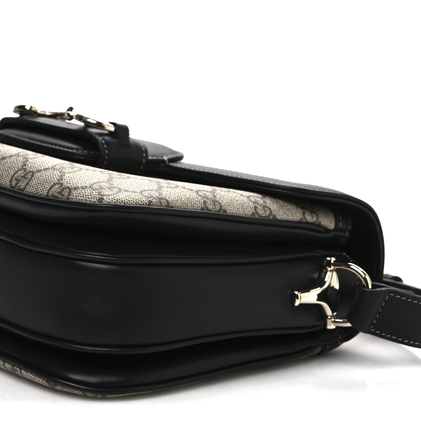 GG Supreme Monogram Horsebit 1955 Soft Small Shoulder Bag Beige Black