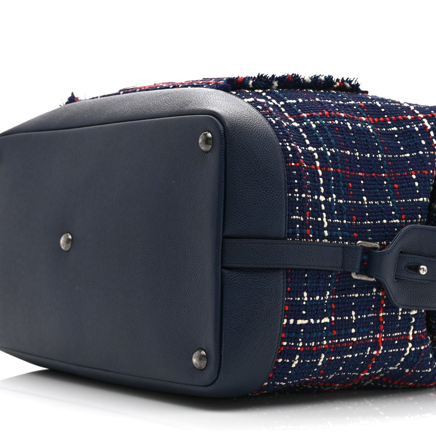 Tweed Large Trip Bowling Bag Navy Burgundy
