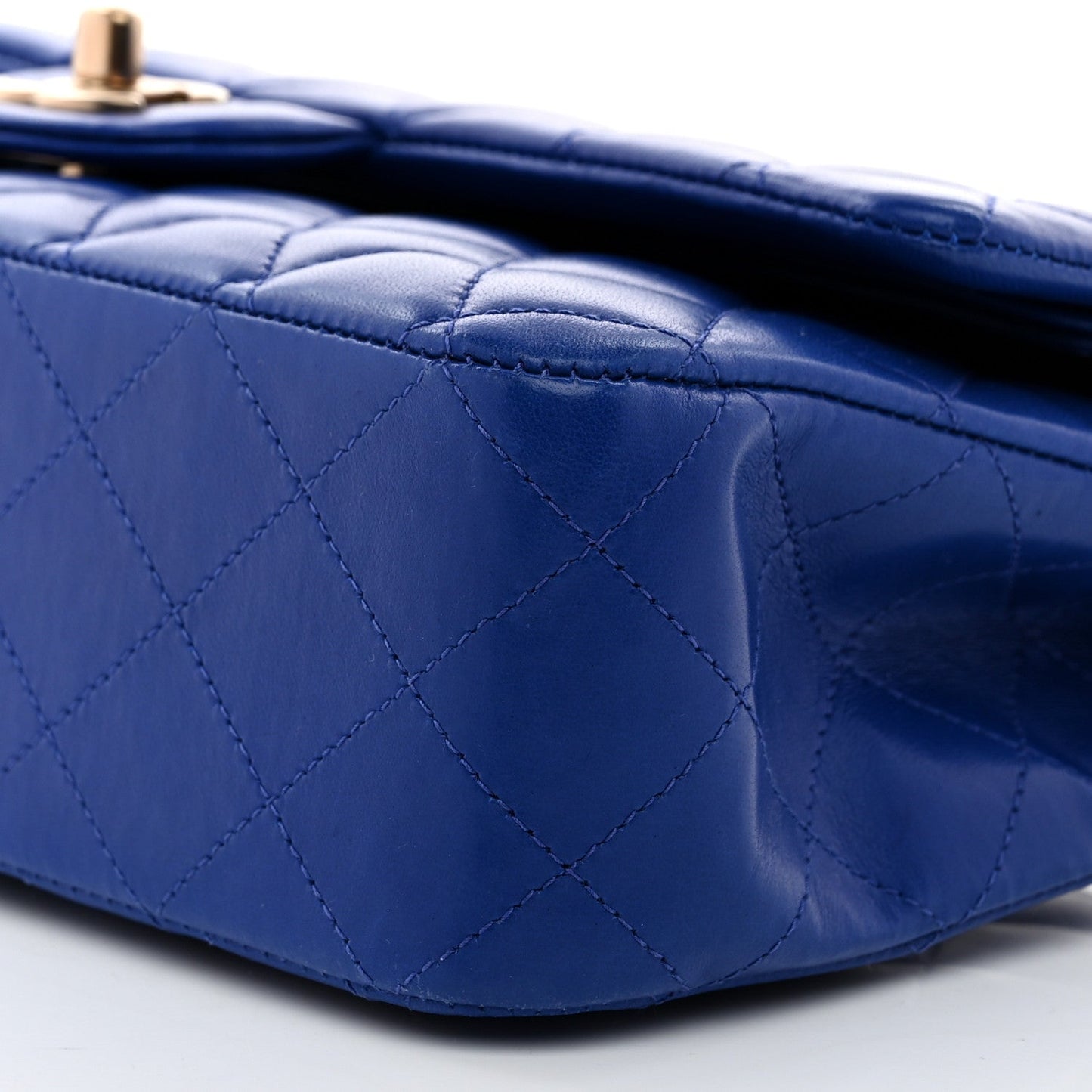 Lambskin Quilted Medium Double Flap Blue