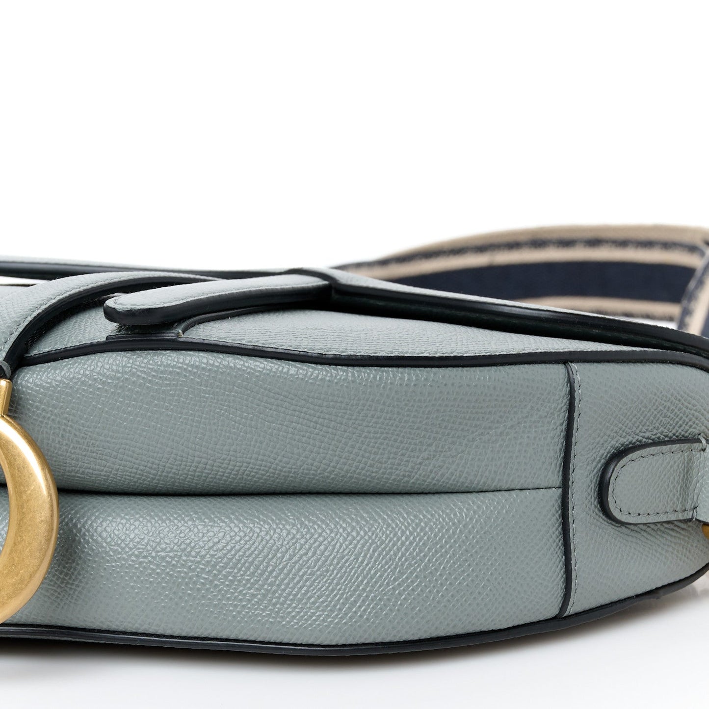 Grained Calfskin Saddle Bag With Strap Stone Grey