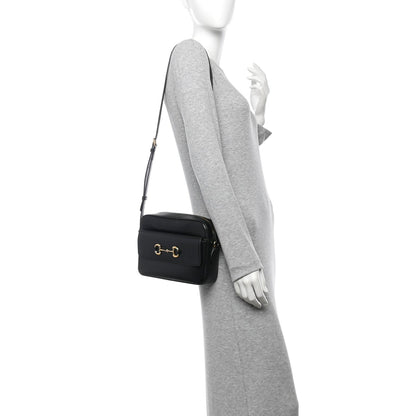 Textured Calfskin Small Horsebit 1955 Shoulder Bag Black