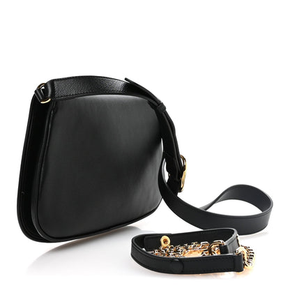 Roxy Calfskin Blondie Chain Shoulder Flap Bag Black