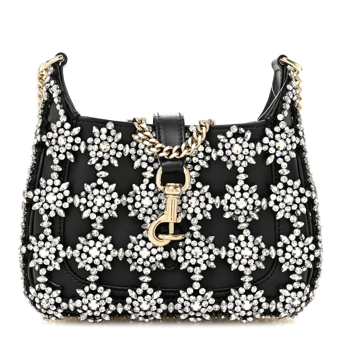 Calfskin Crystal Mini Jackie Notte Bag Black