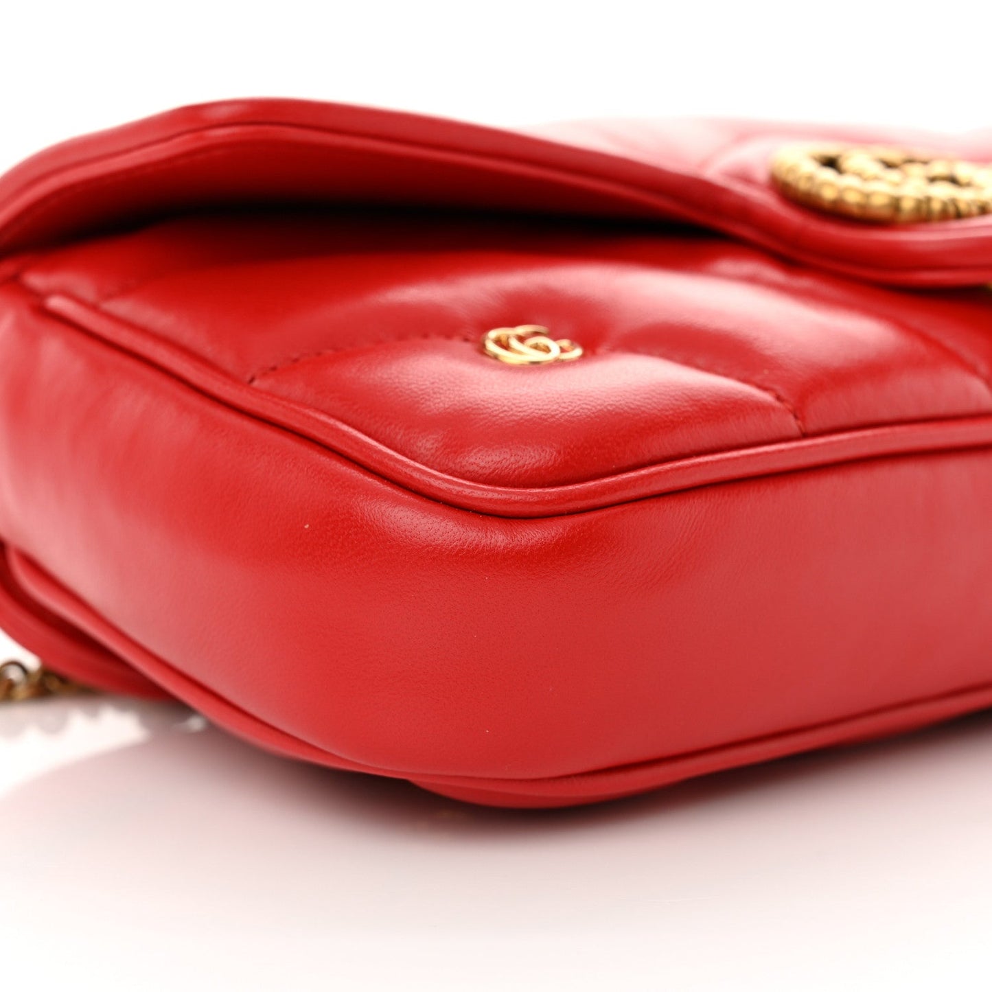 Calfskin Matelasse Double G Studs Mini Torchon GG Marmont Shoulder Bag Hibiscus Red
