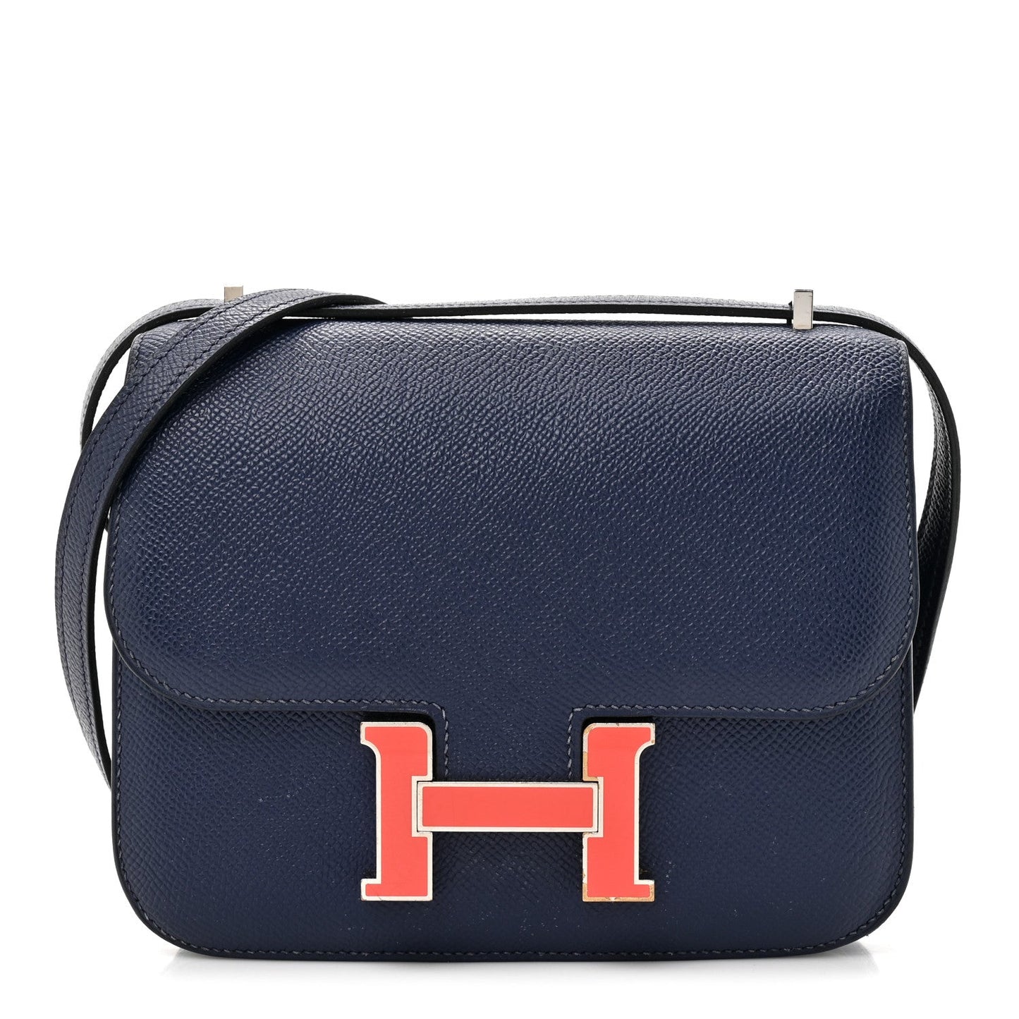 Epsom Enamel Constance 18 Bleu Saphir Orange Poppy