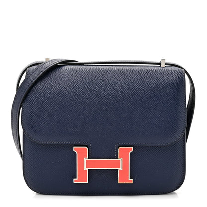 Epsom Enamel Constance 18 Bleu Saphir Orange Poppy