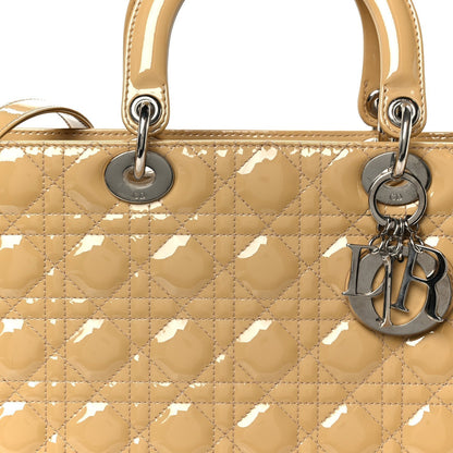 Patent Cannage Large Lady Dior Dark Beige