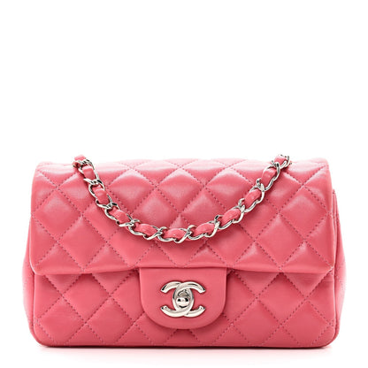 Lambskin Quilted Mini Rectangular Flap Pink