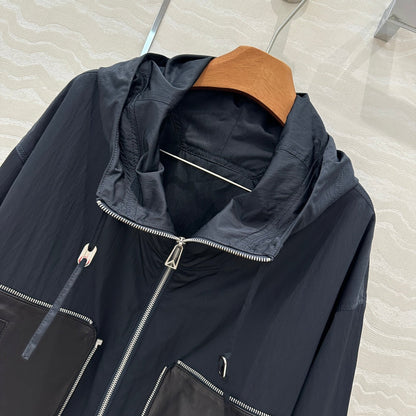 BV Silhouette Jacket Lambskin Pockets in Black Recycled Nylon