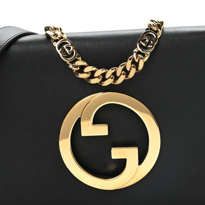 Roxy Calfskin Blondie Chain Shoulder Flap Bag Black