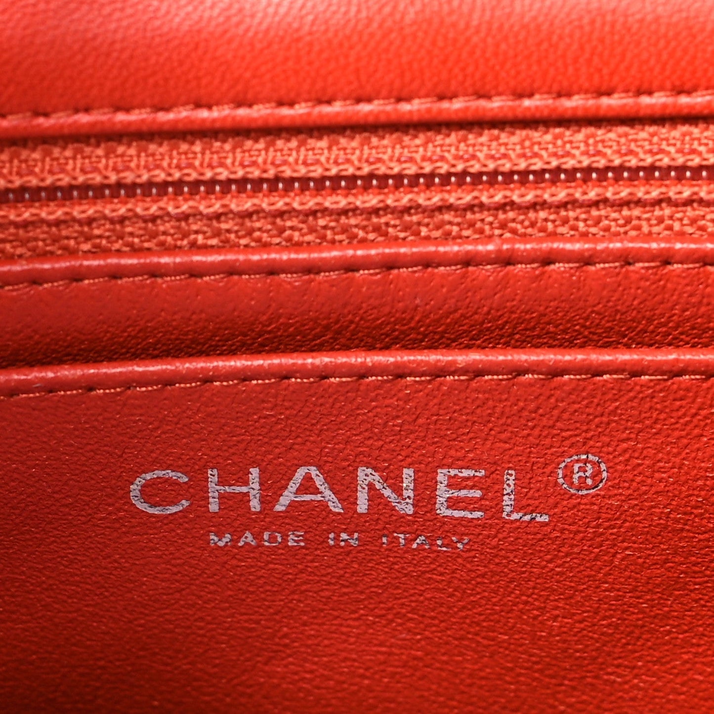 Lambskin Quilted Mini Square Flap Orange