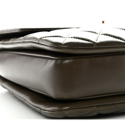 Lambskin Quilted Large Trendy CC Dual Handle Flap Bag Khaki