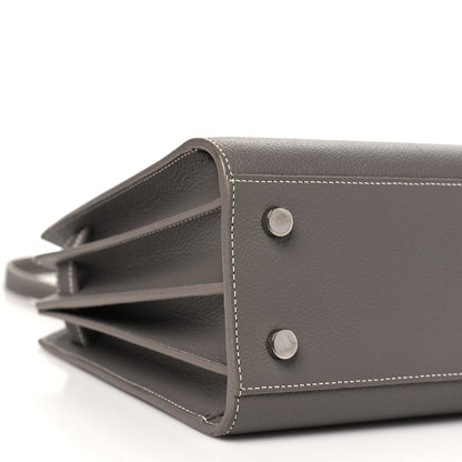 Grained Calfskin Topstitch Baby Sac De Jour Fog