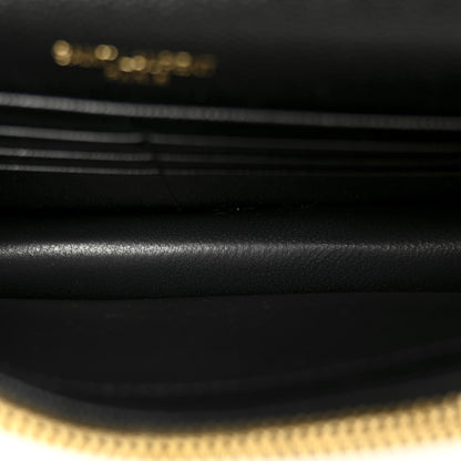 Grain De Poudre Matelasse Chevron Monogram Envelope Chain Wallet Black