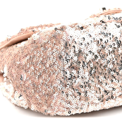 Sequin Mini Flap Light Pink Silver