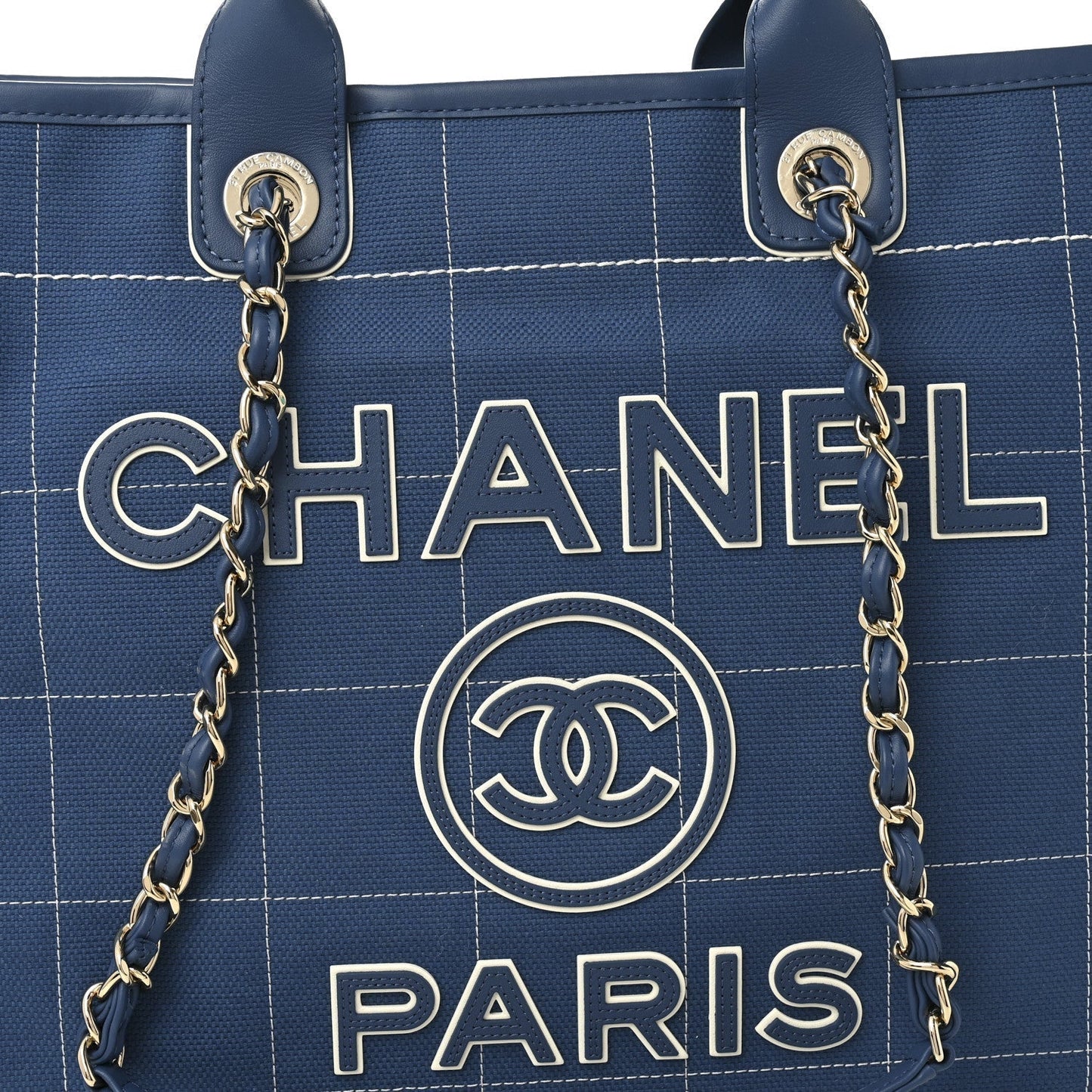 Cotton Medium Deauville Tote Blue White