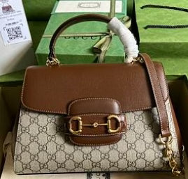 Gucci Horsebit 1955 Medium Ophidia and Brown Leather 29x20x13cm