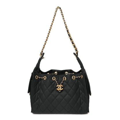 Canvas Quilted Small Chanel 25 Handbag Black