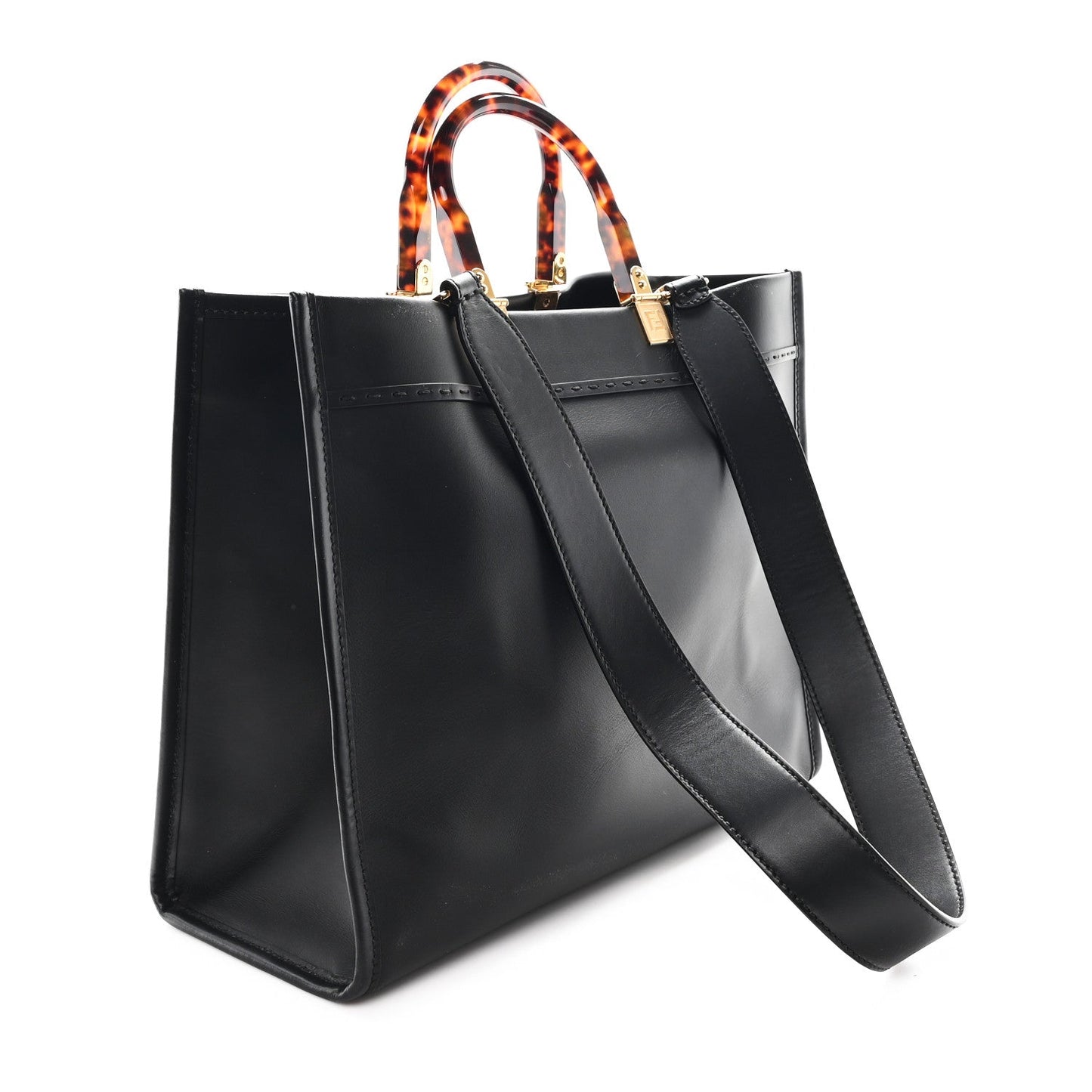 Vitello King Plexiglass Medium Fendi Sunshine Shopper Tote Black