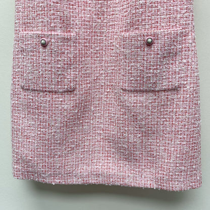 CC 25 Flower Woven Dress Tweed Pink Polyester Cotton 257307