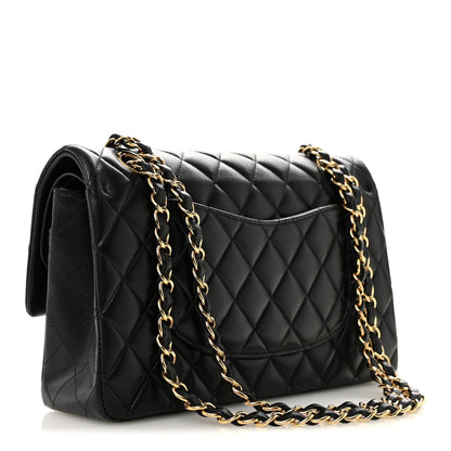 Lambskin Quilted Medium Double Flap Black