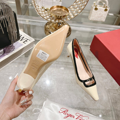 Viv Canard Pumps 55 Black White Patent Leather