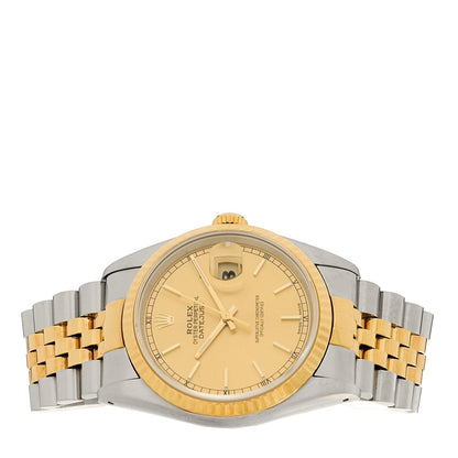 Stainless Steel 18K Yellow Gold 36mm Oyster Perpetual Datejust Watch Champagne 16233