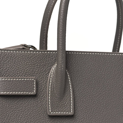 Grained Calfskin Topstitch Baby Sac De Jour Fog