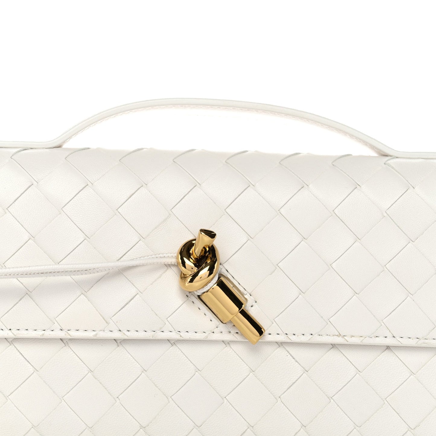Nappa Intrecciato Long Andiamo Top Handle Clutch White