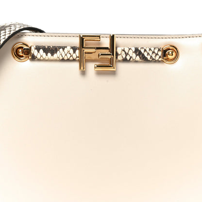 Vitello King Snakeskin Embossed Luxor Fendi Touch Shoulder Bag Camelia Daisy Roccia