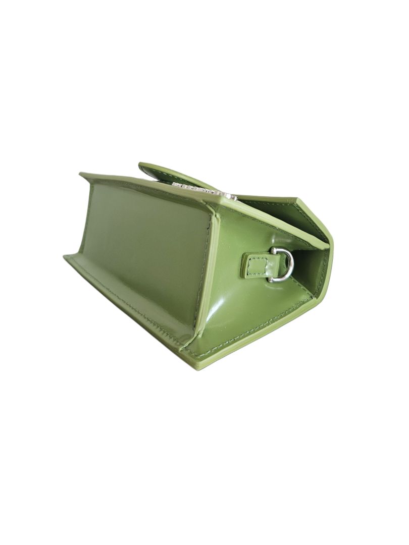 Jacquemus  Olive Green Leather Le Bambino Top Handle Bag