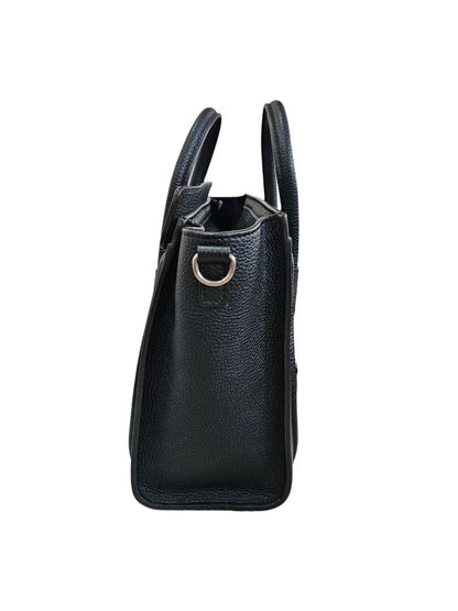 Celine Black Leather Nano Luggage Tote Bag