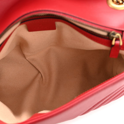 Calfskin Matelasse Small GG Marmont Shoulder Bag Hibiscus Red