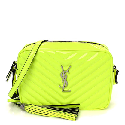 Patent Calfskin Matelasse Monogram Lou Camera Bag Neon Yellow
