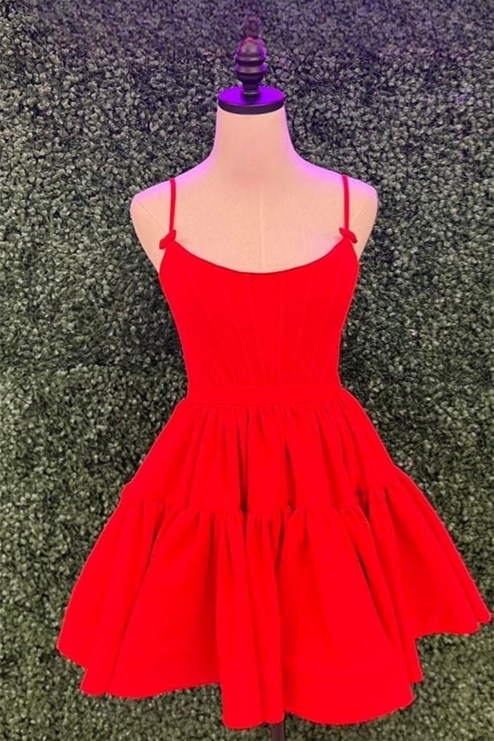 Hot Pink A-line Ruffled Lace-Up Homecoming Dress
