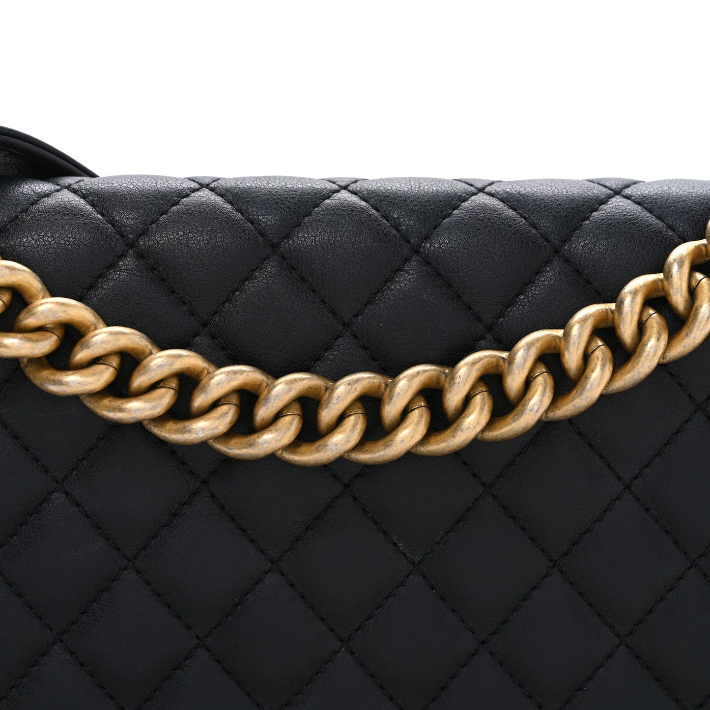 Lambskin Quilted Medium Boy Flap Black
