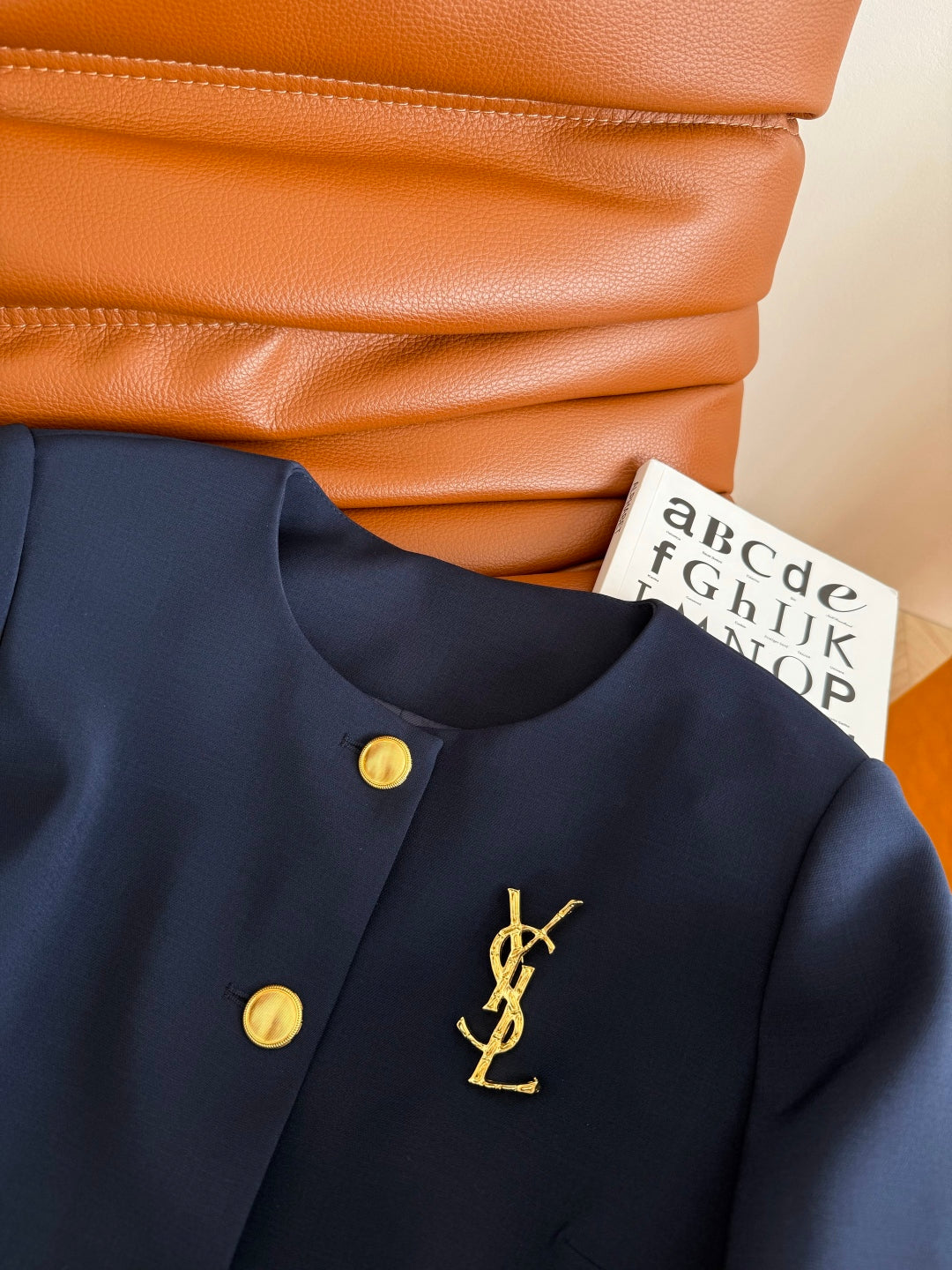 YSL 25 Dress Navy Blue mix Gold Acetate Polyester